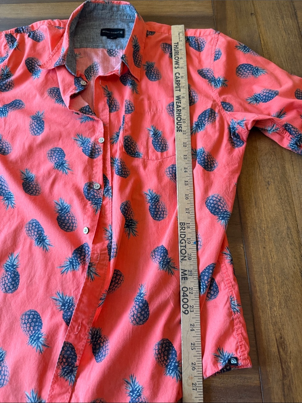 Ocean Current Orange Short-Sleeve Pineapple Print Button-Down Shirt - Picture 7 of 7
